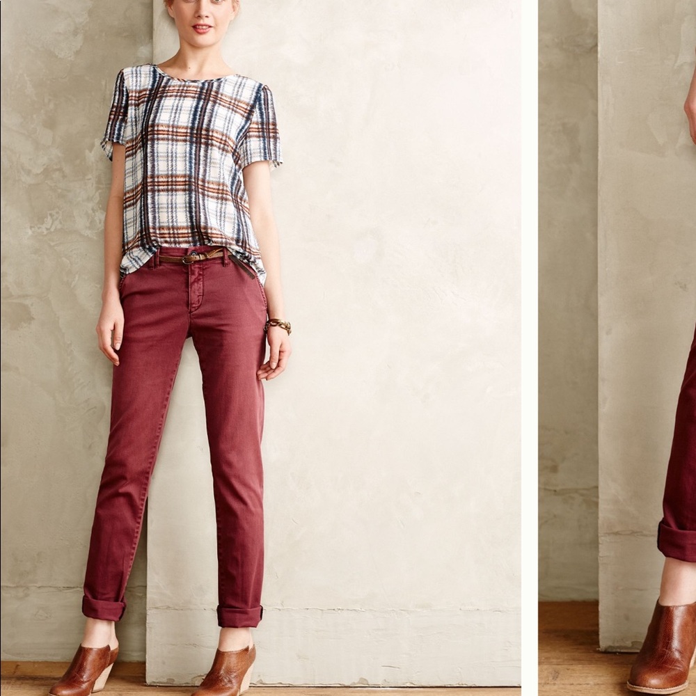 Anthropologie Pilcro and the Letterpress Maroon Hyphen Chinos size 31